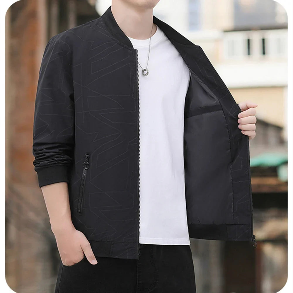 Men's Casual Bomber Jacket – Loose Fit
