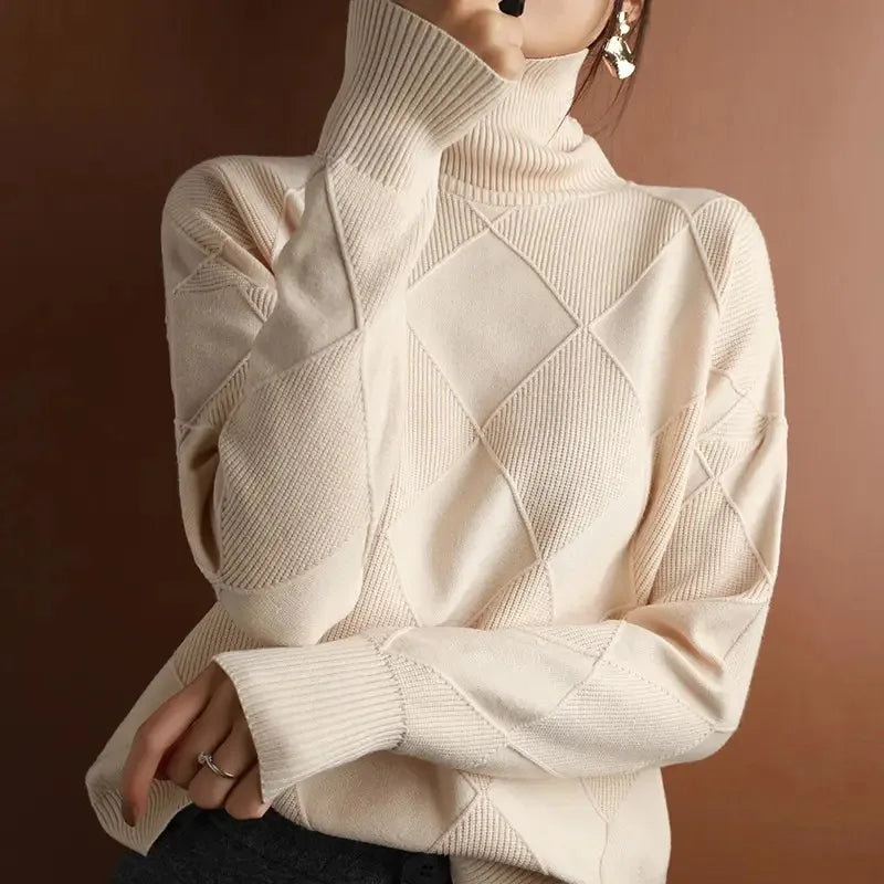 Women's Oversized Diamond Knit Sweater