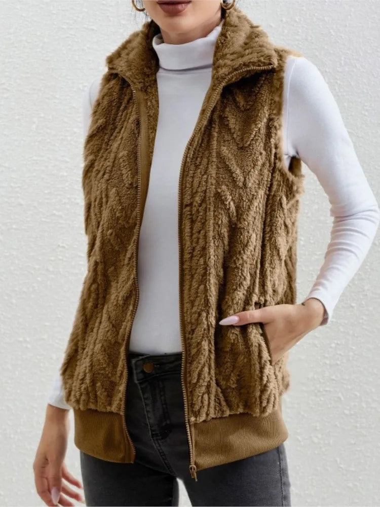 Women's Sleeveless Plush Vest