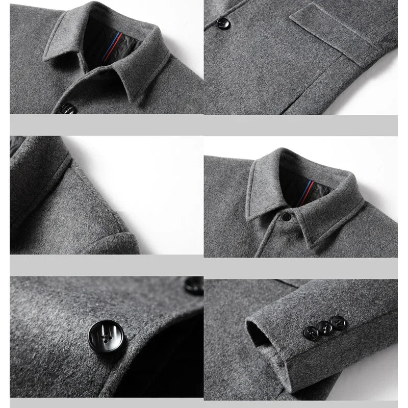 Men's Long Wool Overcoat – Single Breasted