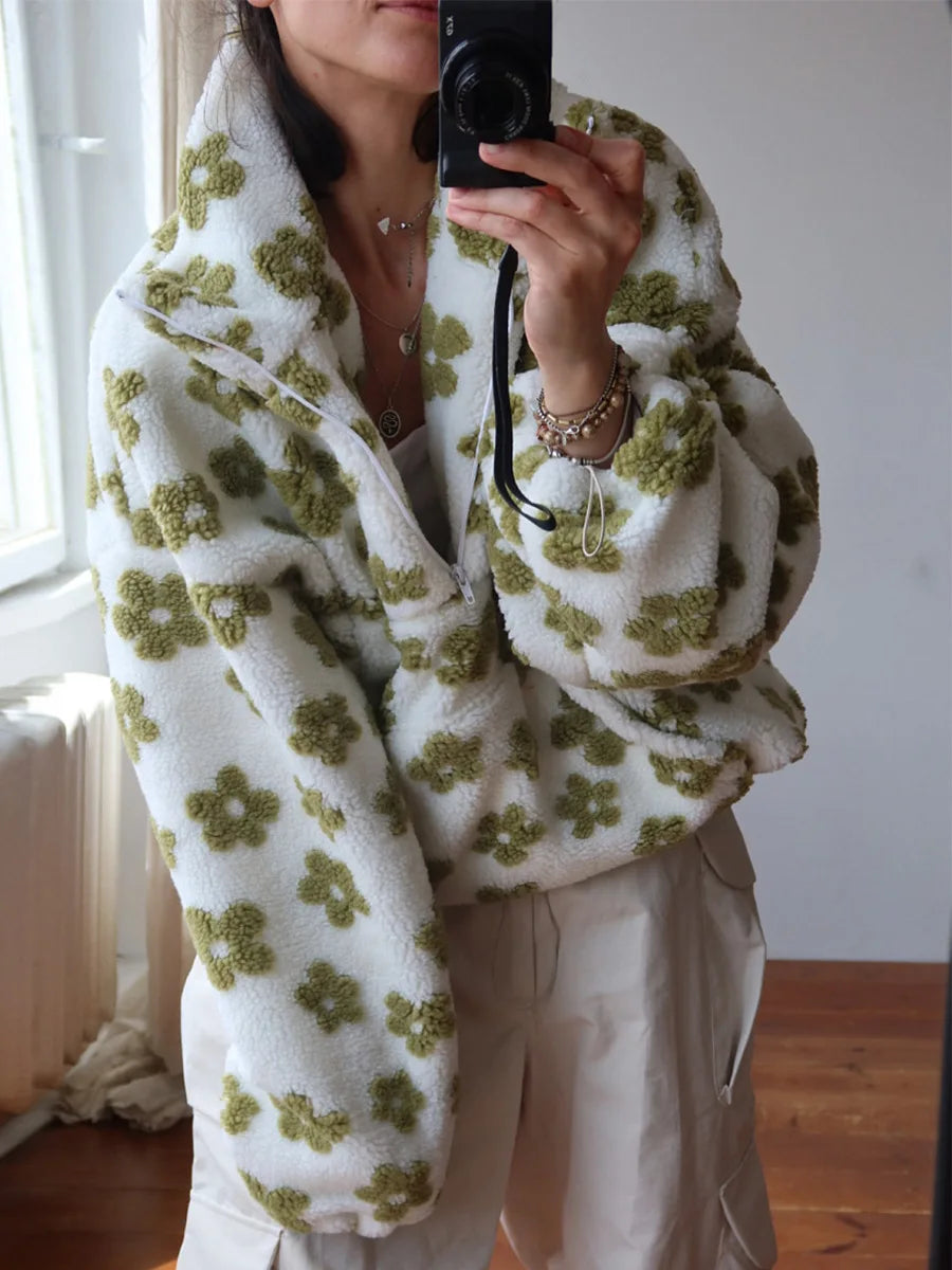 Women's Sherpa Lined Floral Pullover