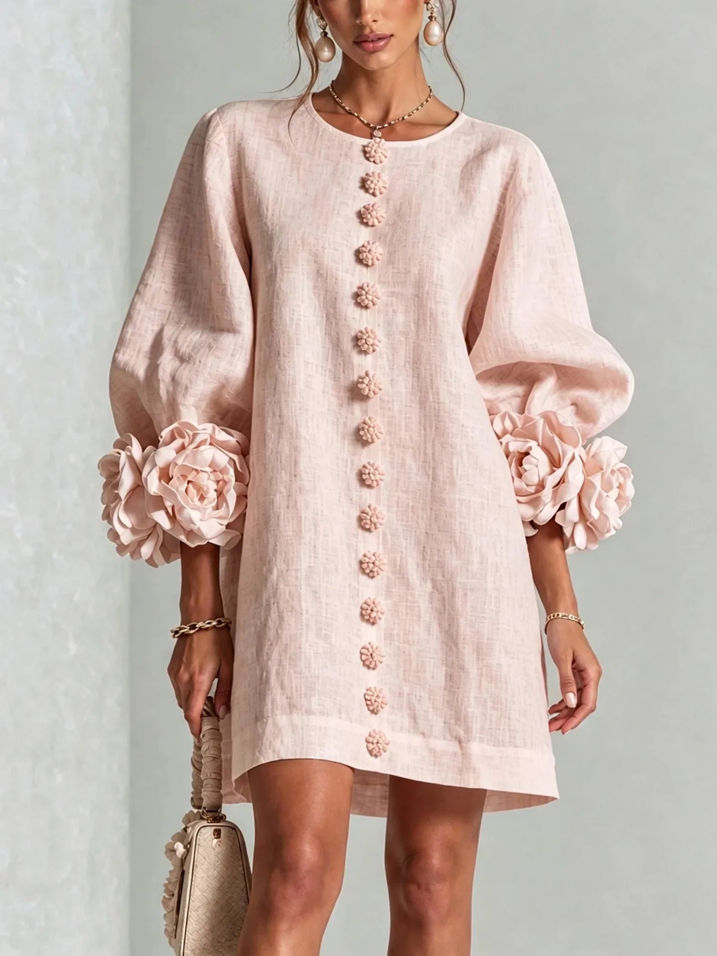 Women's Linen Blend Mini Dress