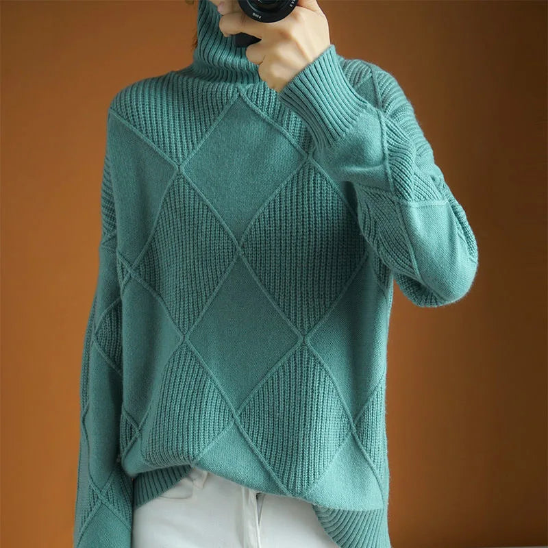 Women's Oversized Diamond Knit Sweater