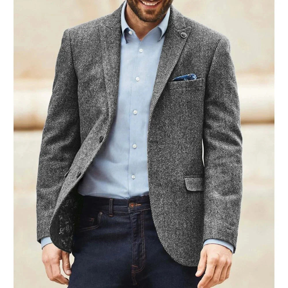 Men's Herringbone Blazer – Cashmere Blend