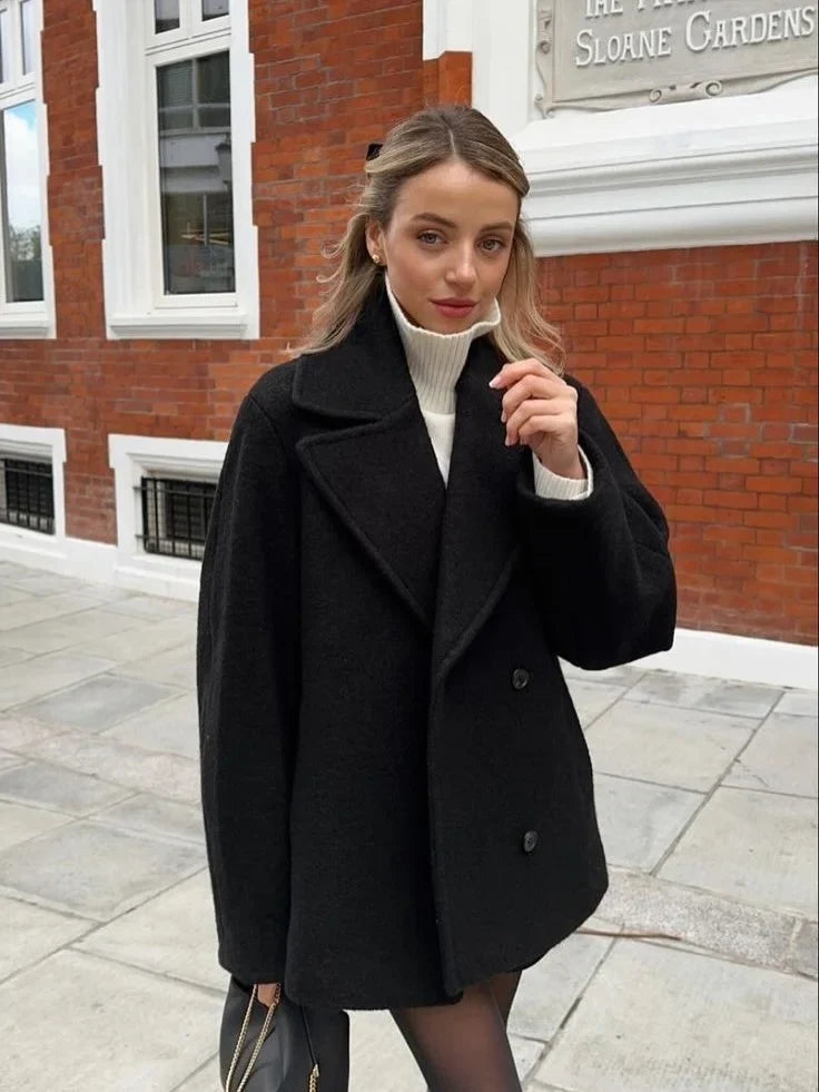 Women's Wool Jacket with Pleats