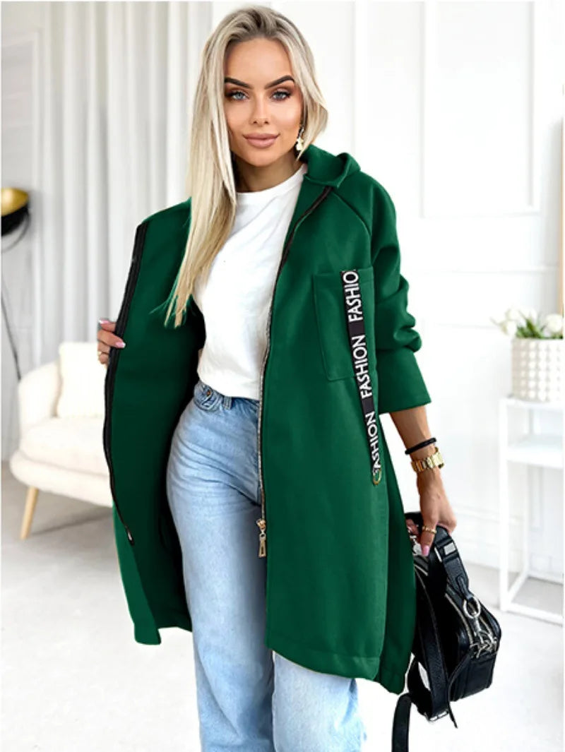 Women's Long Fleece Zip Coat
