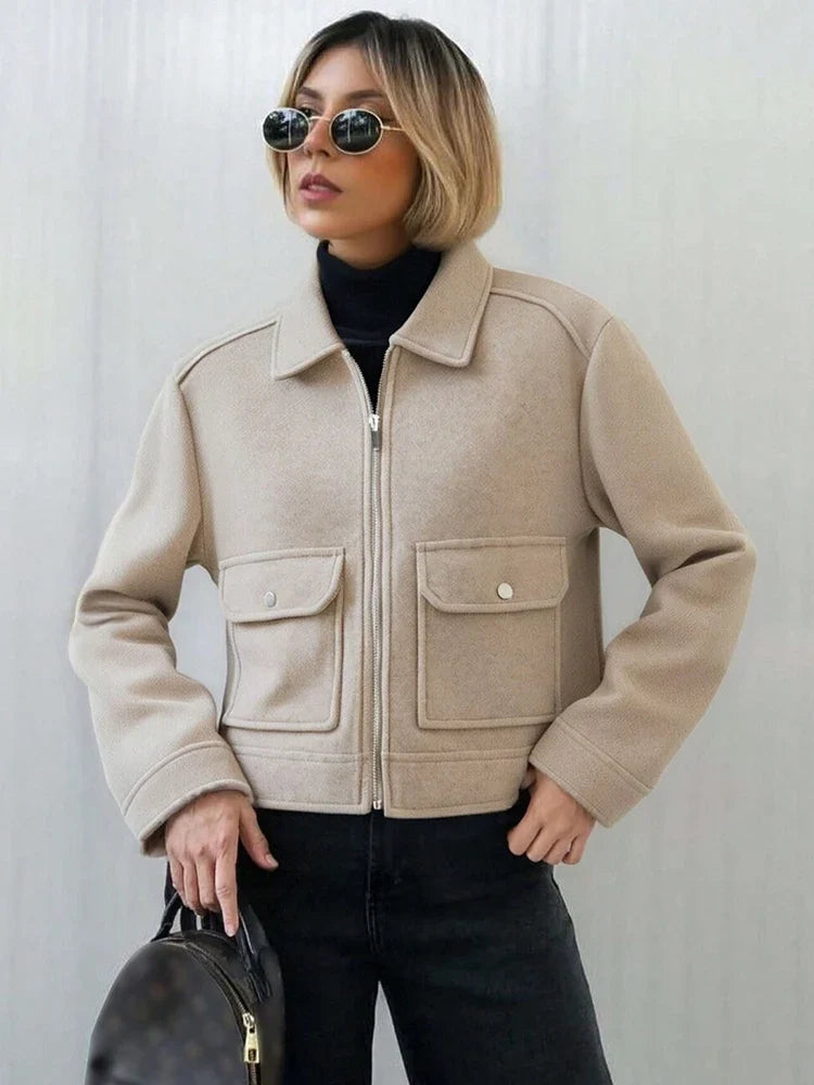 Women's Plain Zip Winter Coat