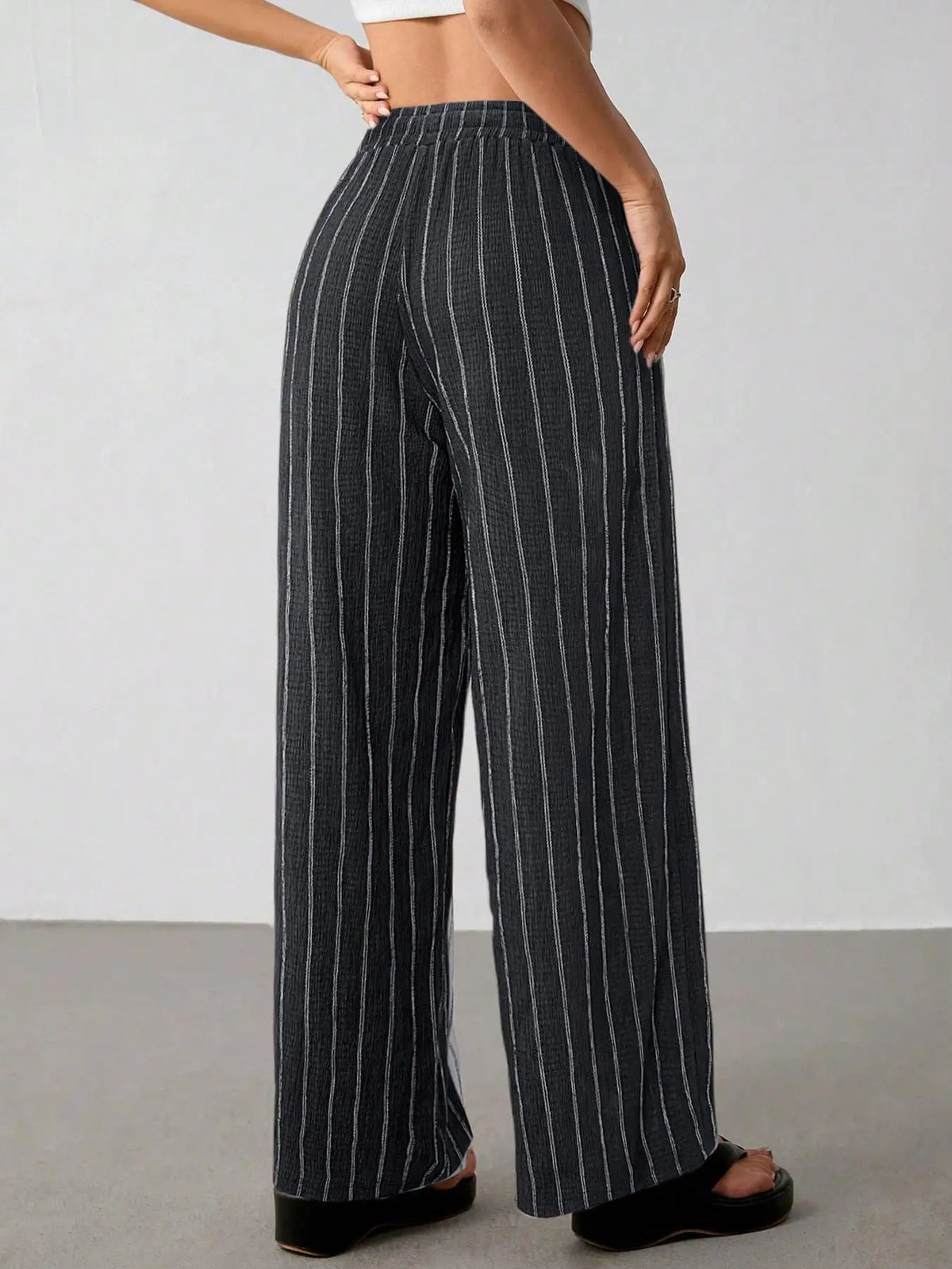 Women's Belted Striped Trousers