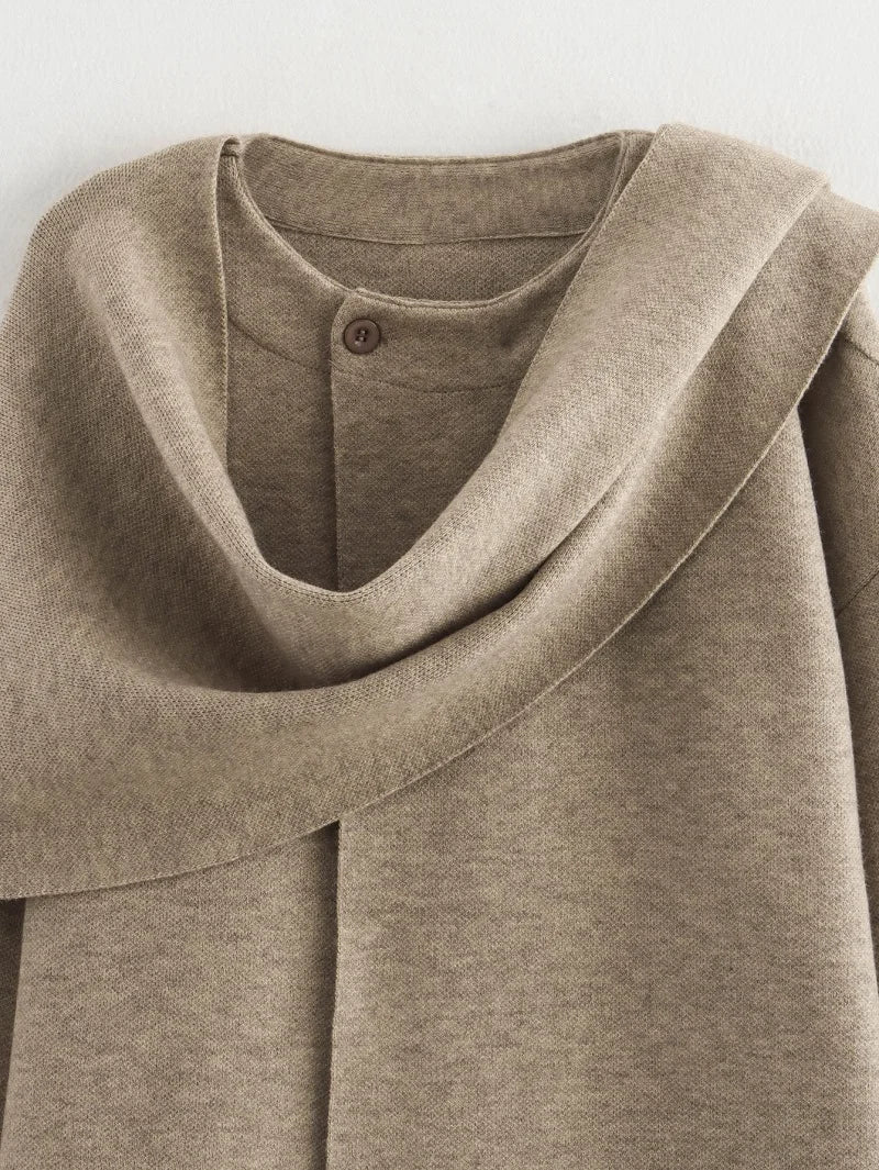 Women's Parka with Attached Scarf