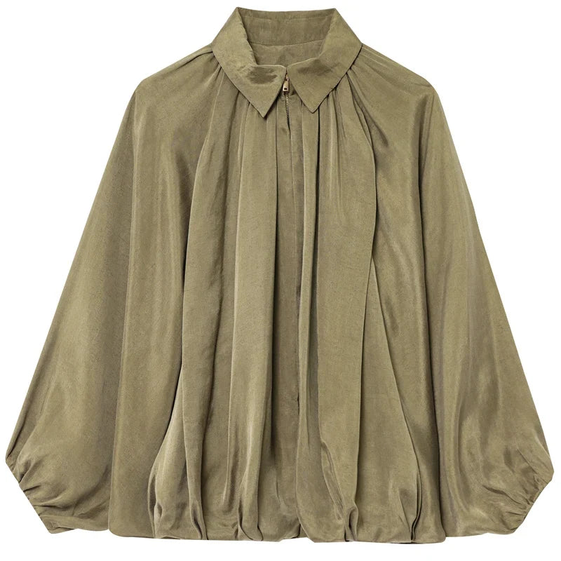 Women's Puff Sleeve Bomber Jacket