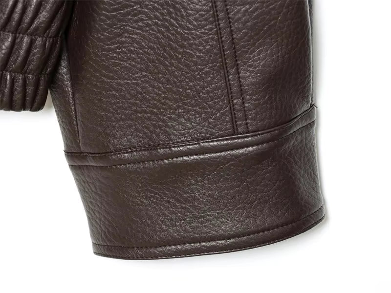 Women's Faux Fur Collar Jacket – Oversized Brown Coat