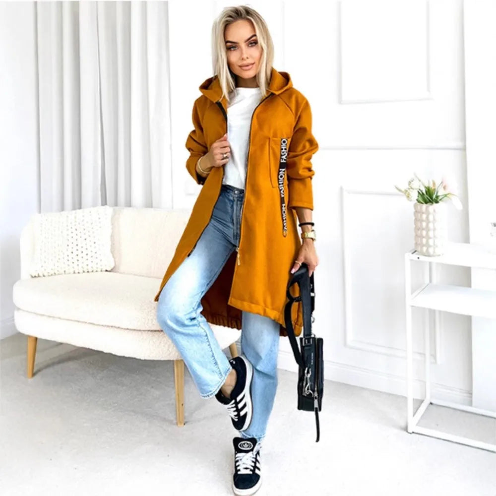 Women's Long Fleece Zip Coat