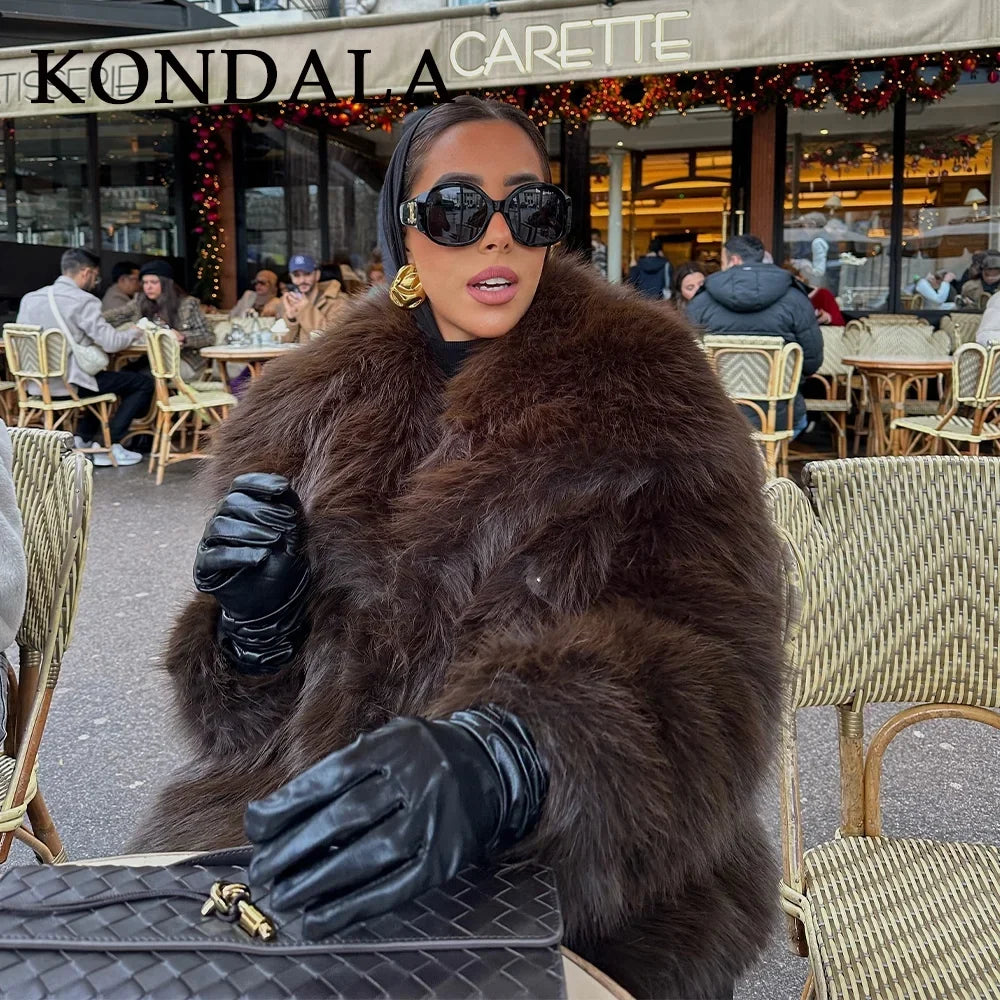 Women's Brown Faux Fur Coat