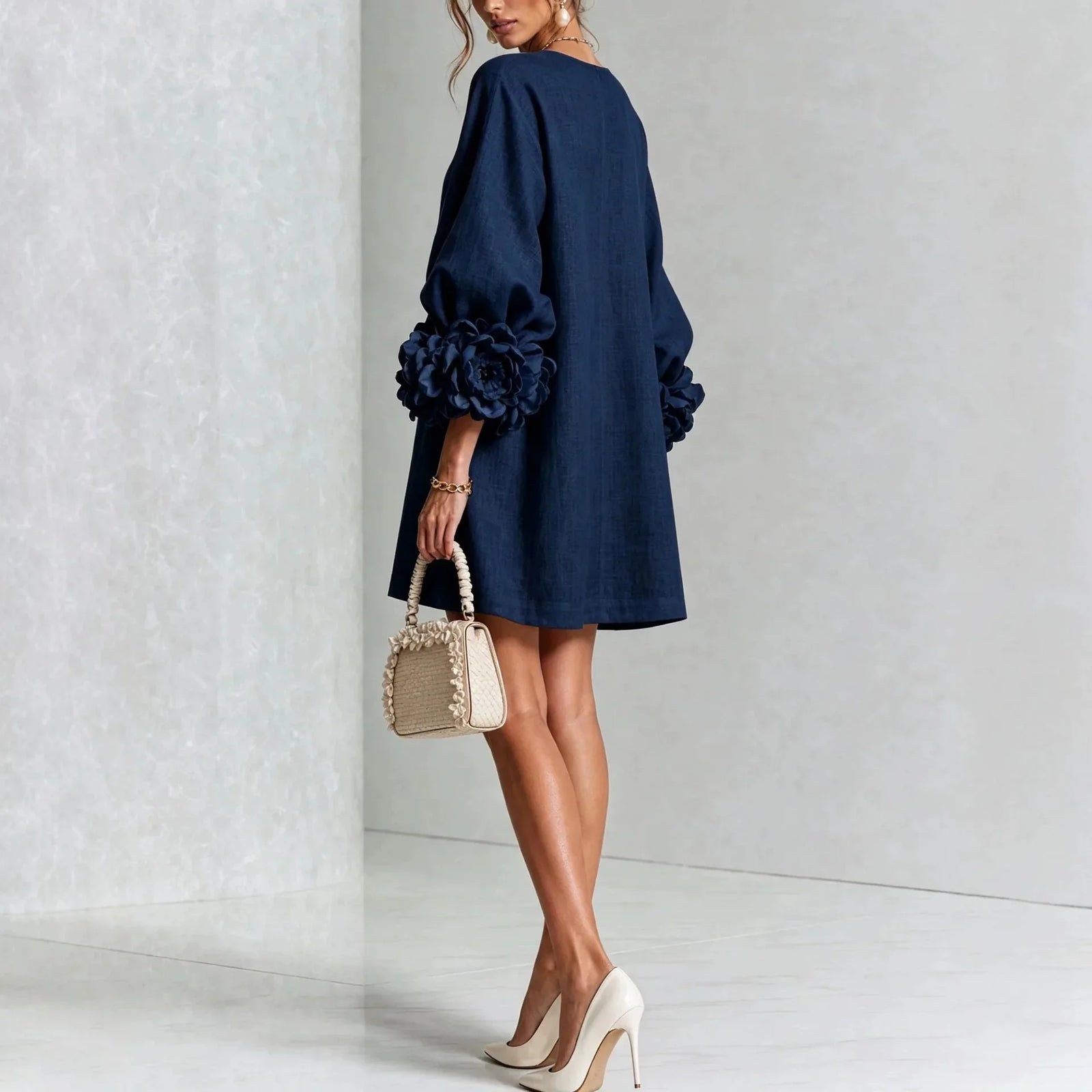 Women's Linen Blend Mini Dress