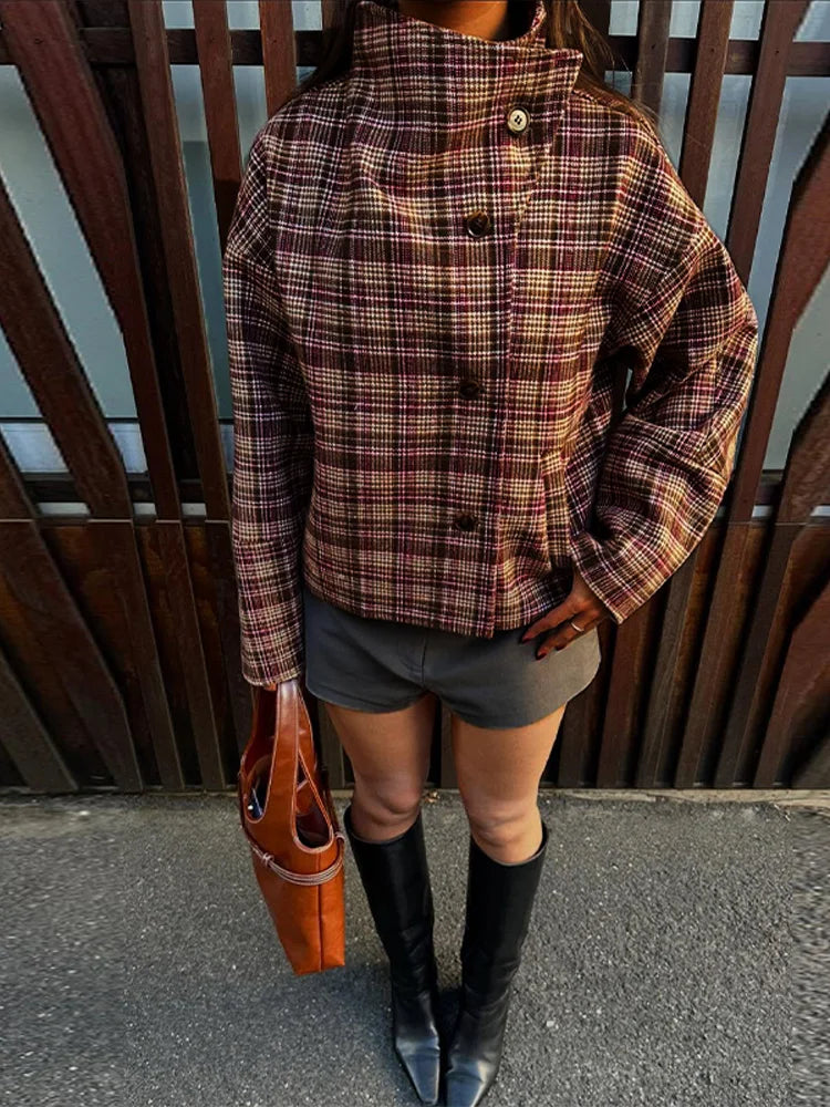 Women's Grid Check Winter Coat