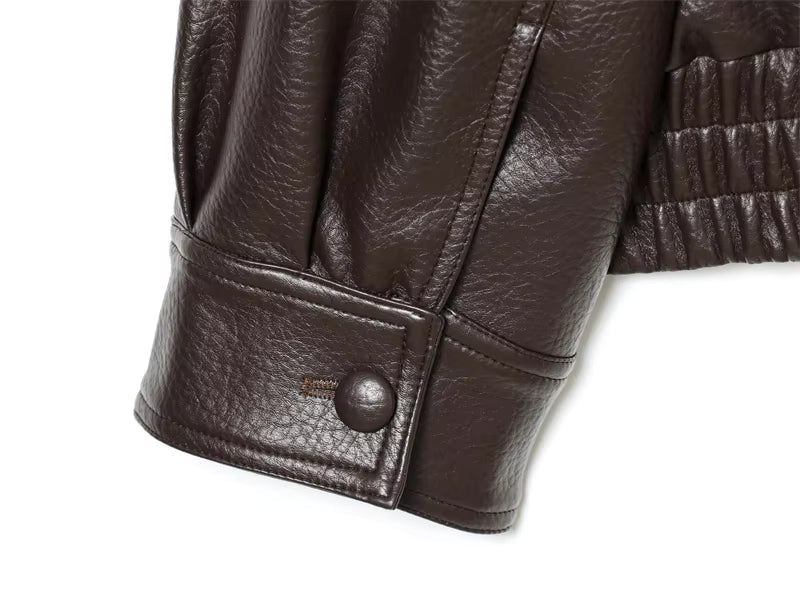 Women's Faux Fur Collar Jacket – Oversized Brown Coat