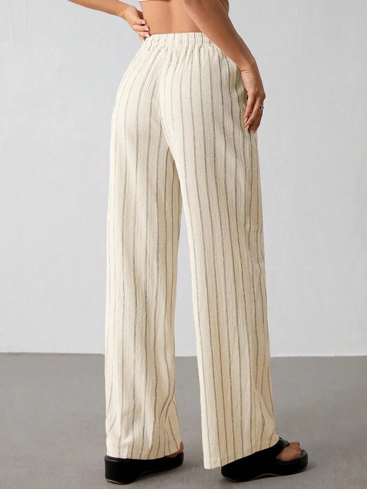 Women's Belted Striped Trousers