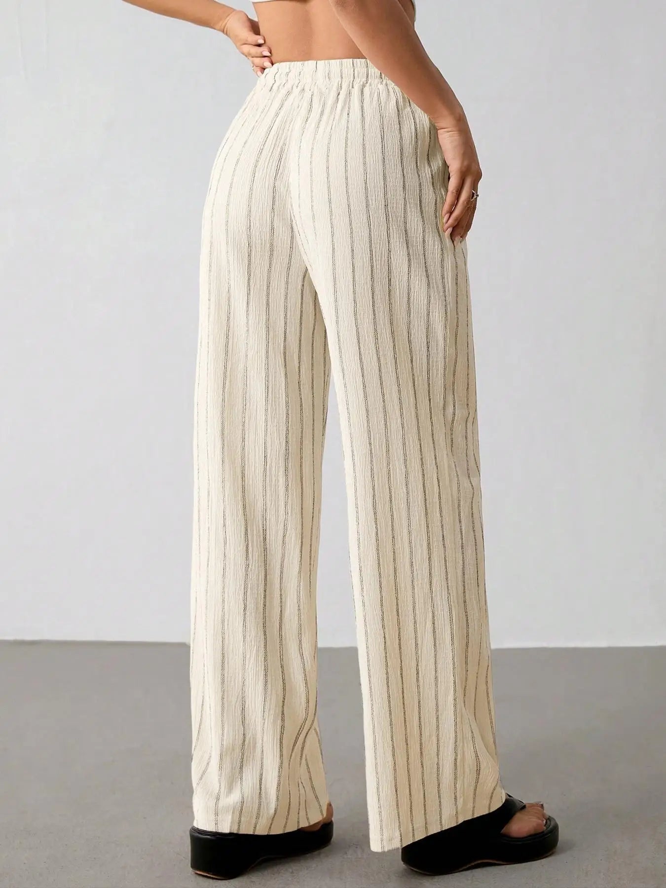 Women's Belted Striped Trousers