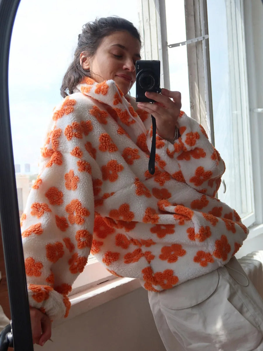 Women's Sherpa Lined Floral Pullover
