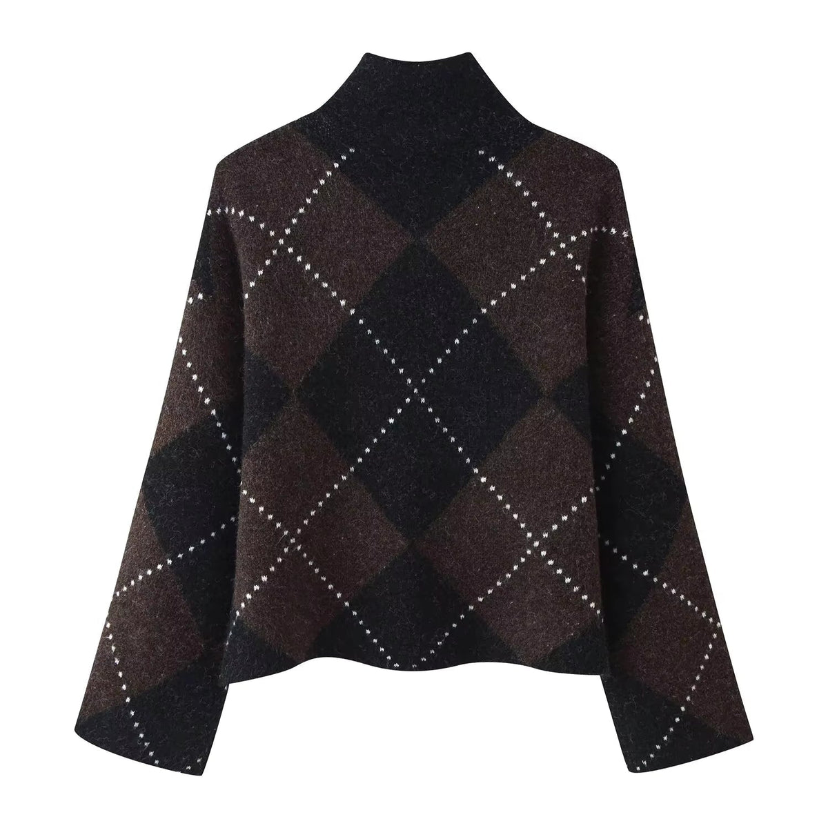 Women's Knitted Co-ord Set – Diamond Pattern Jumper & Skirt