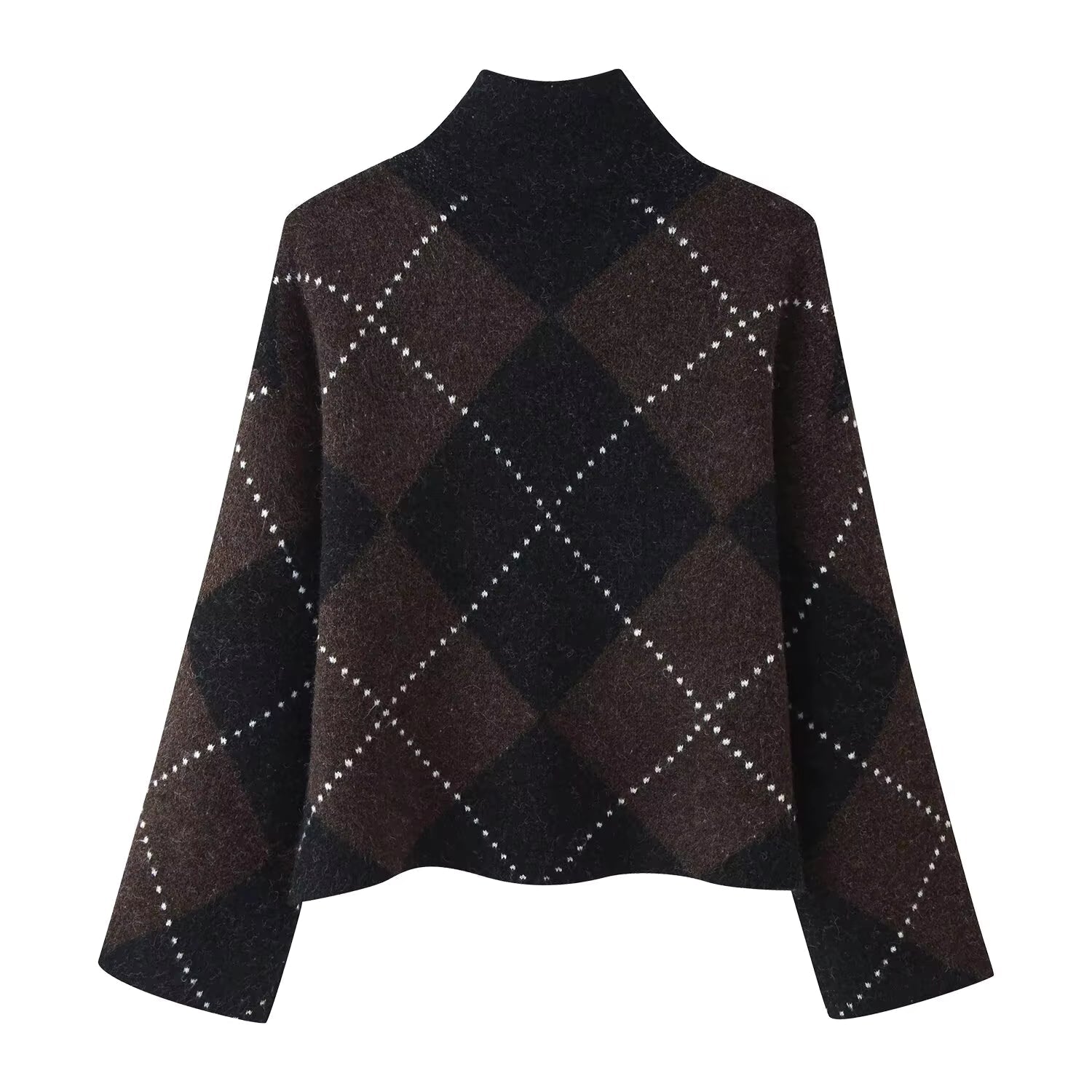 Women's Knitted Co-ord Set – Diamond Pattern Jumper & Skirt