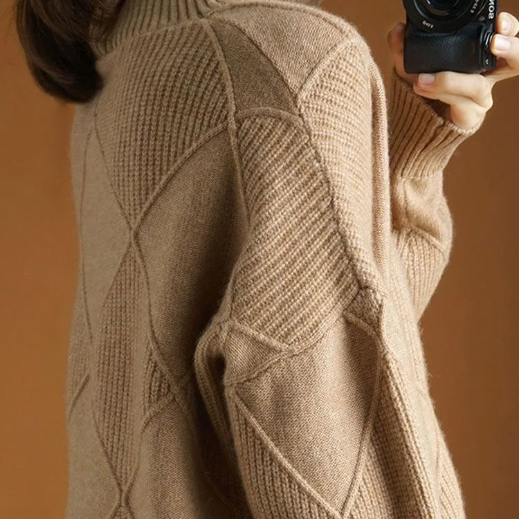 Women's Oversized Diamond Knit Sweater