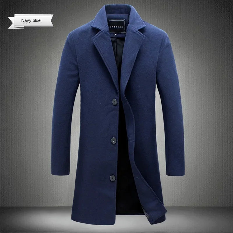 Men's Long Overcoat – Cotton Wool Blend