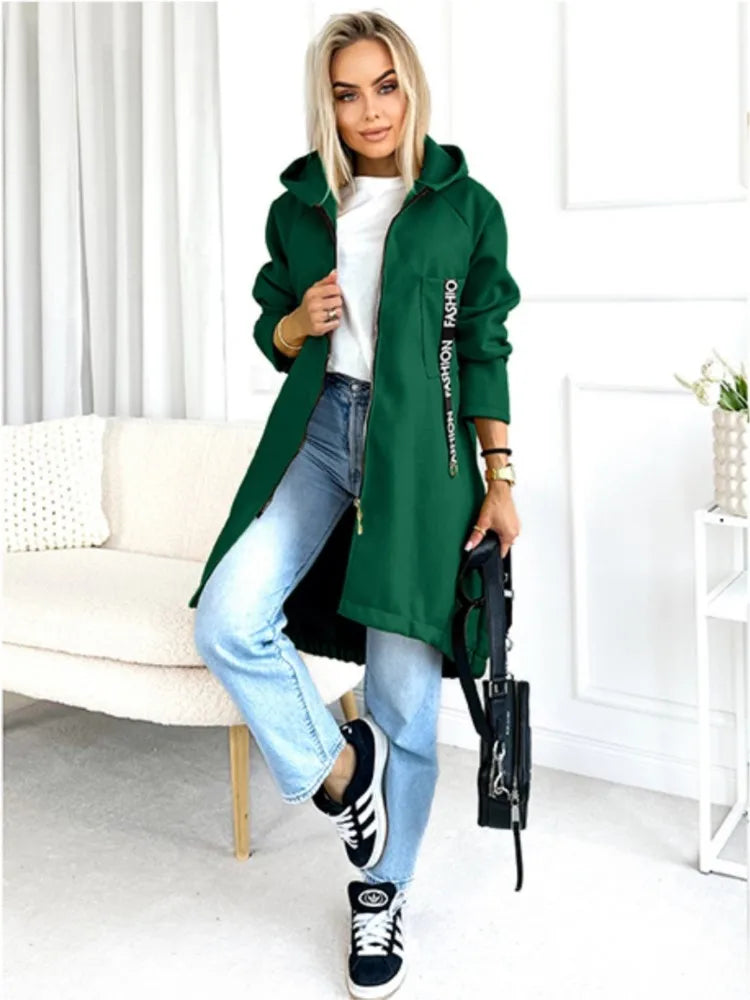 Women's Long Fleece Zip Coat