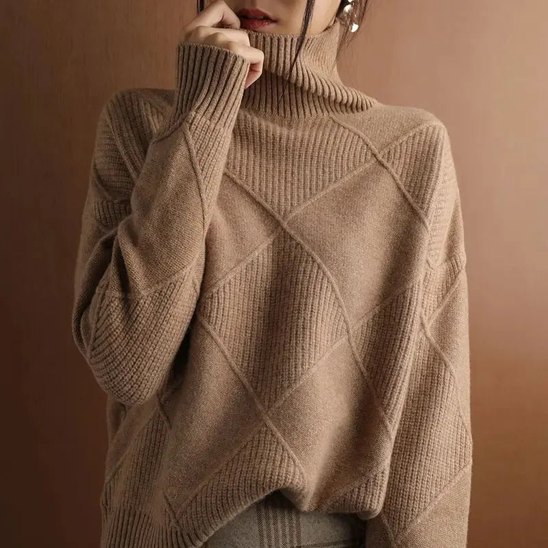 Women's Oversized Diamond Knit Sweater