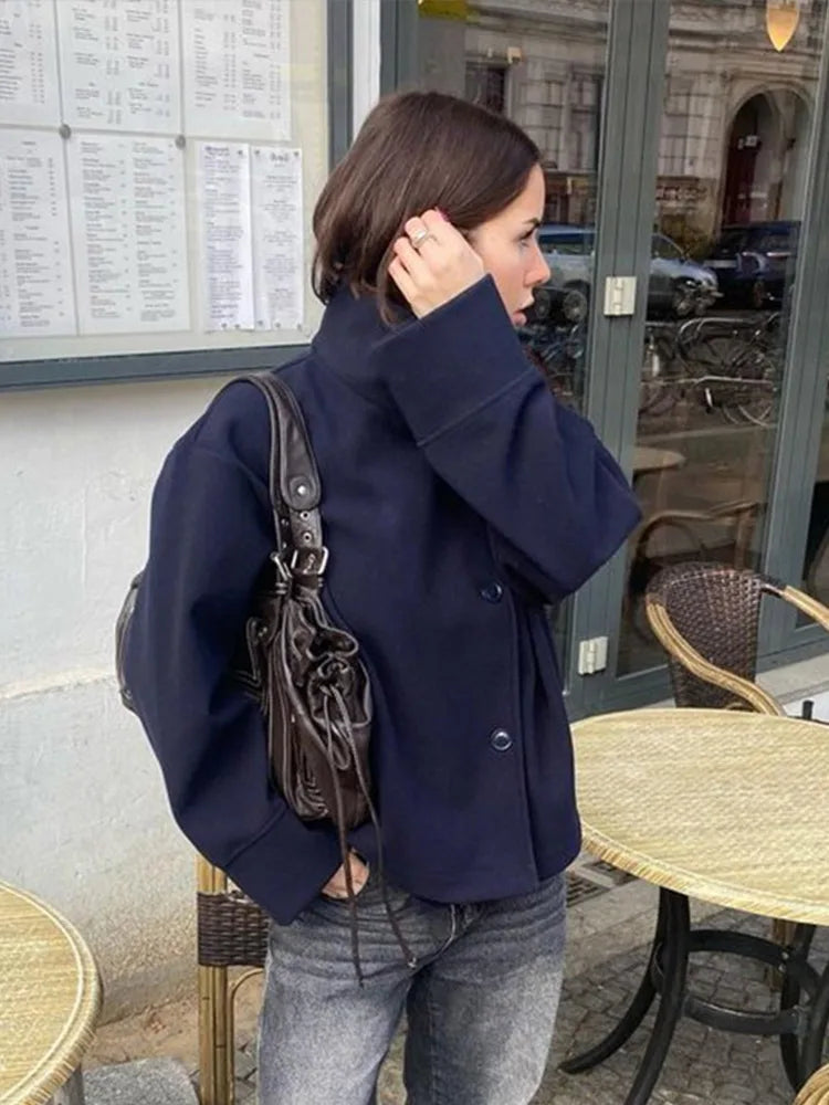 Women's Stand Collar Wool Coat