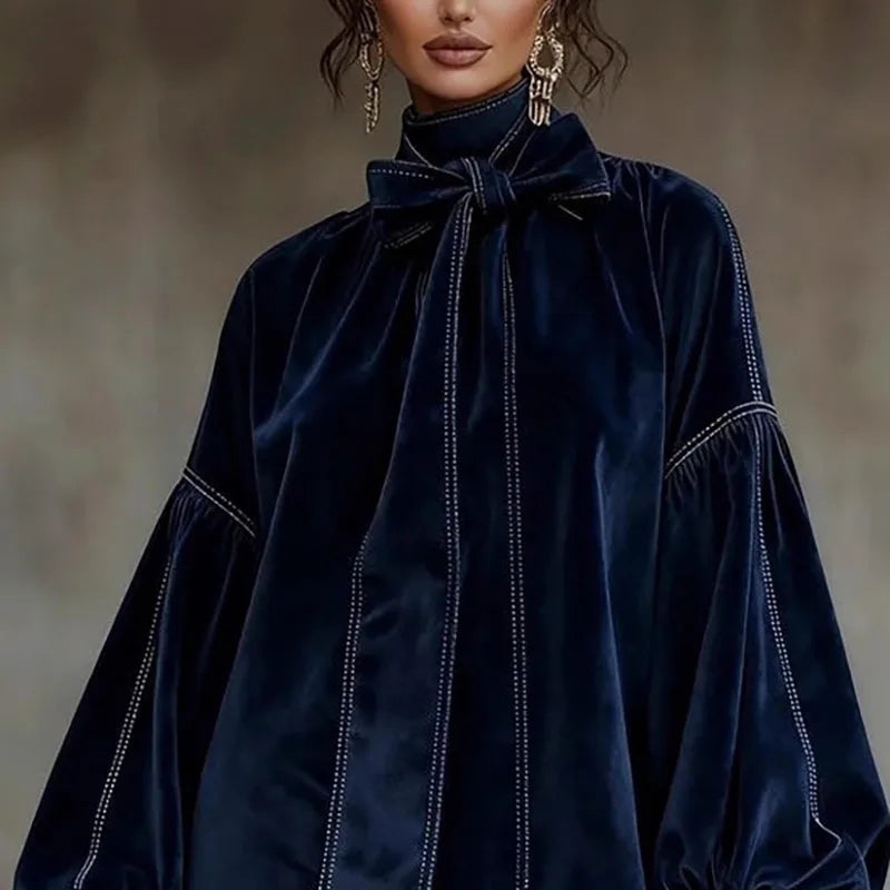 Women's Velvet Bow Mini Dress