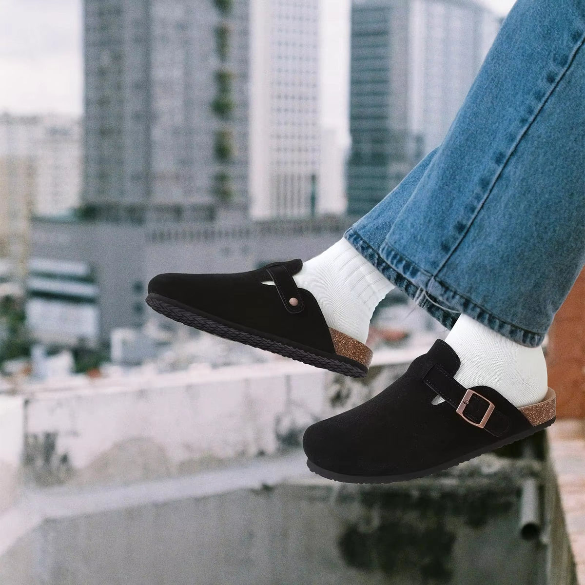 The Angel Men's Suede Buckle Comfort Clogs