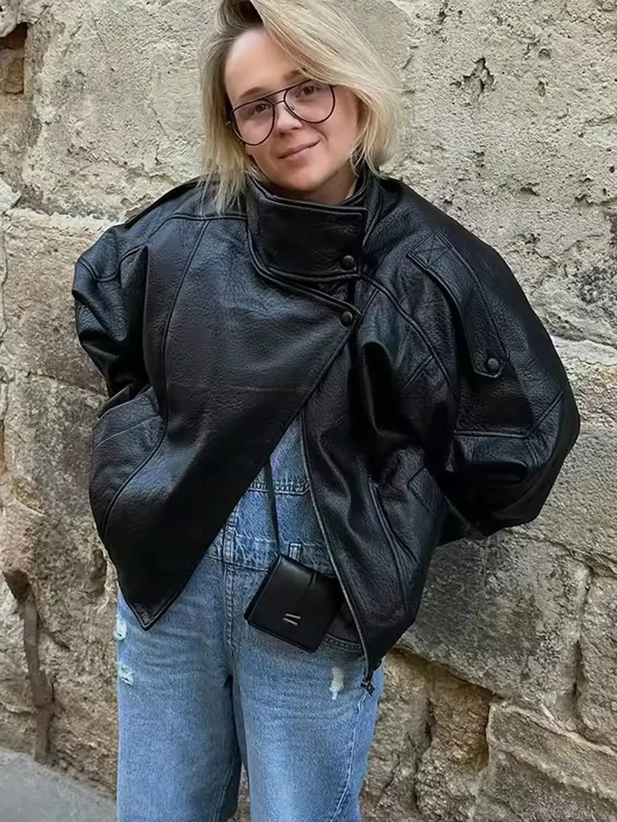 Women's Black Faux Leather Jacket