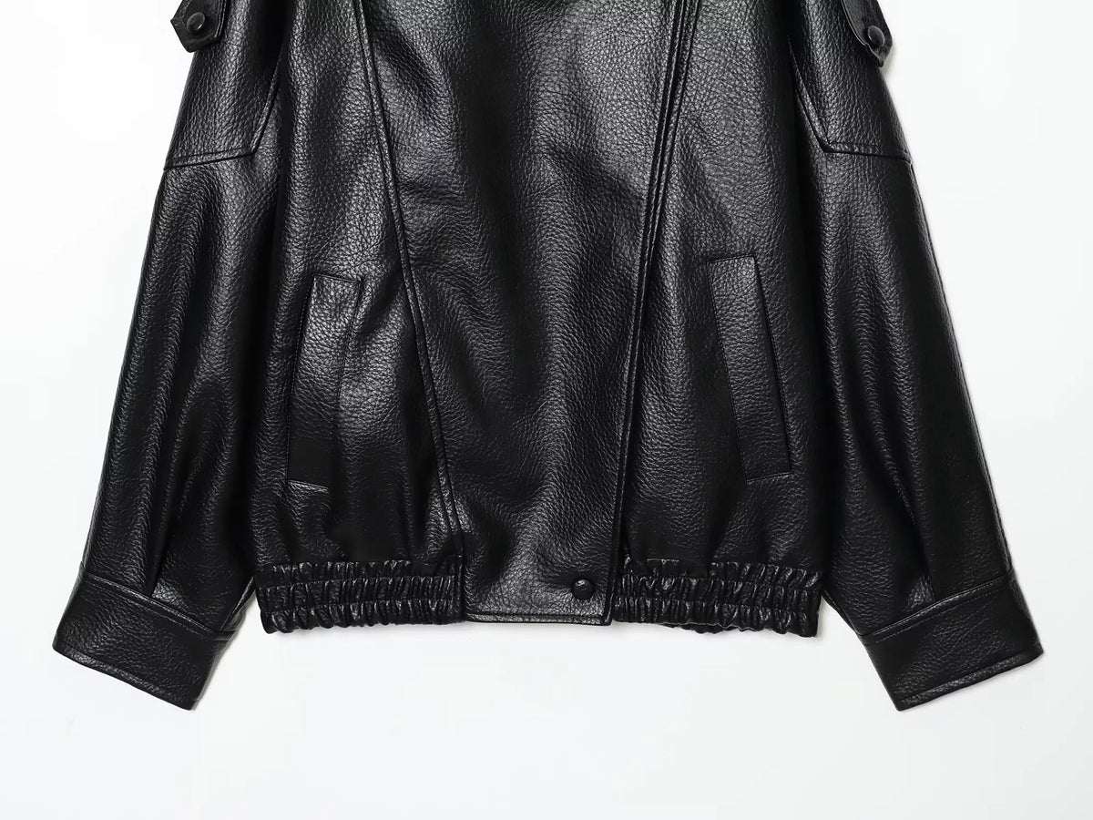 Women's Black Faux Leather Jacket
