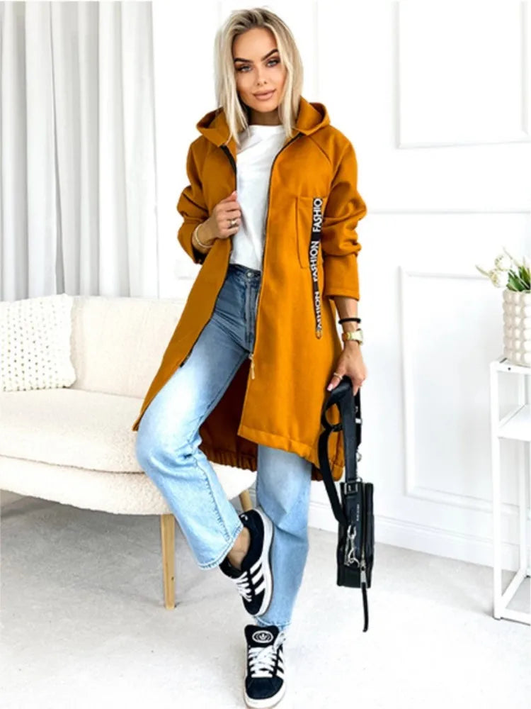 Women's Long Fleece Zip Coat