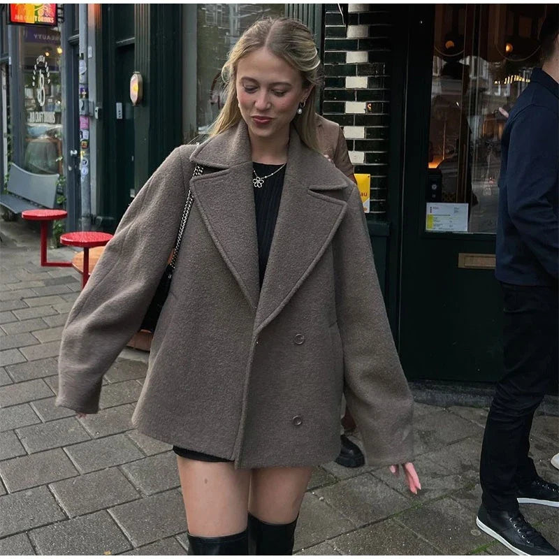 Women's Wool Jacket with Pleats