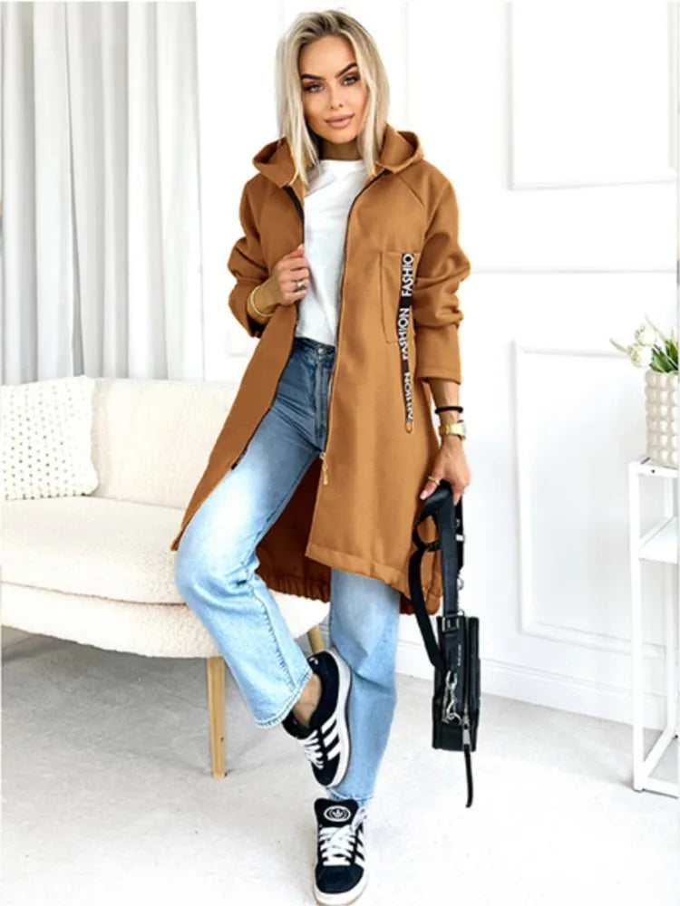 Women's Long Fleece Zip Coat