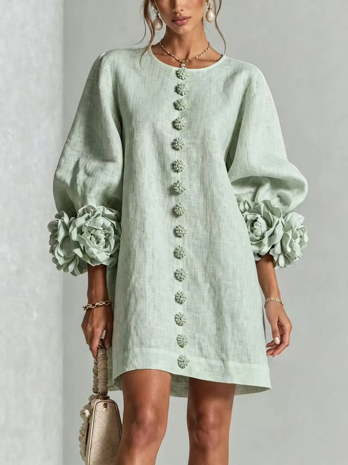 Women's Linen Blend Mini Dress