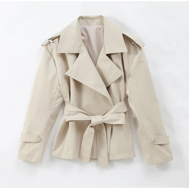 Women's Short Trench with Wide Shoulders