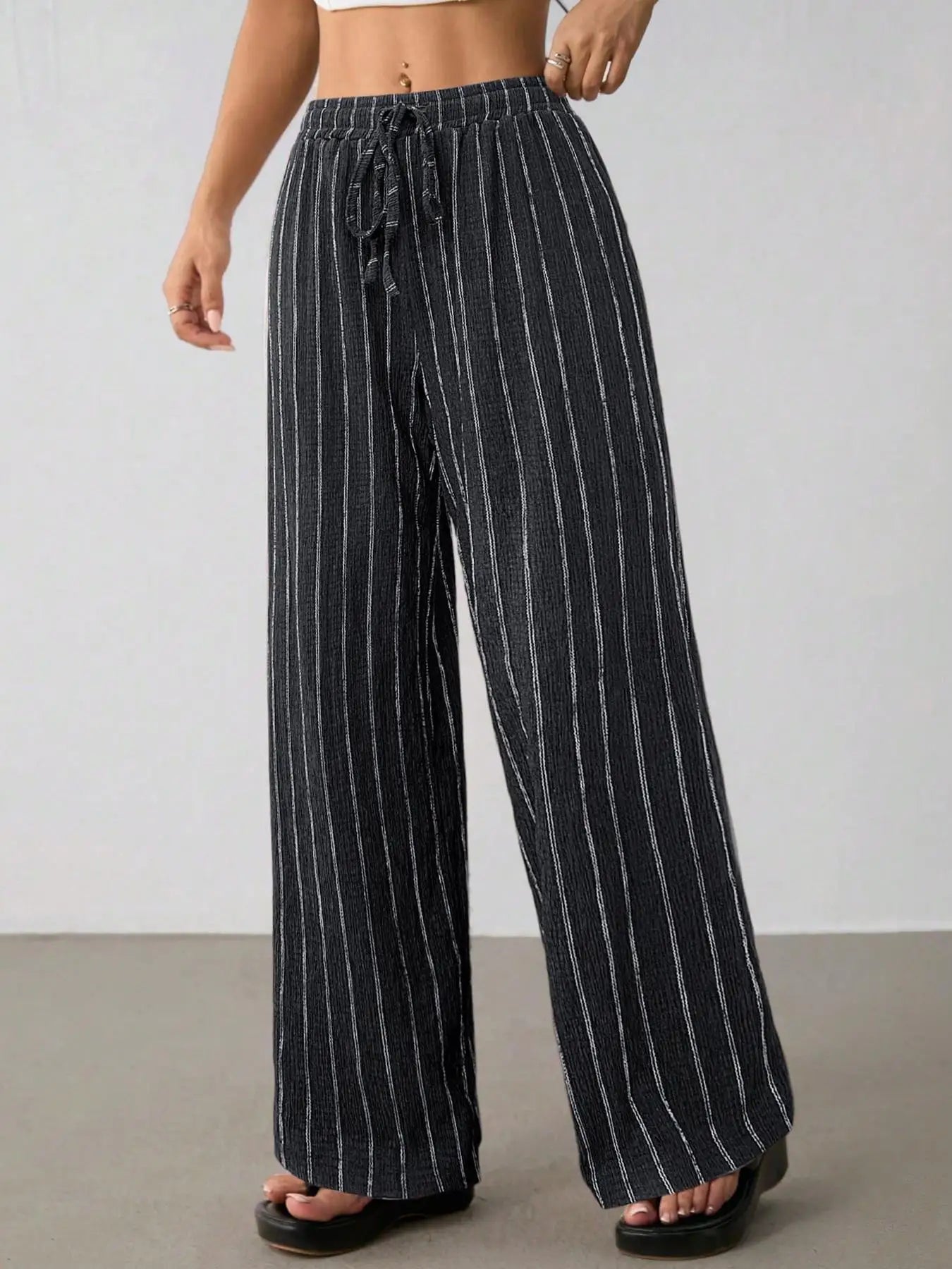 Women's Belted Striped Trousers
