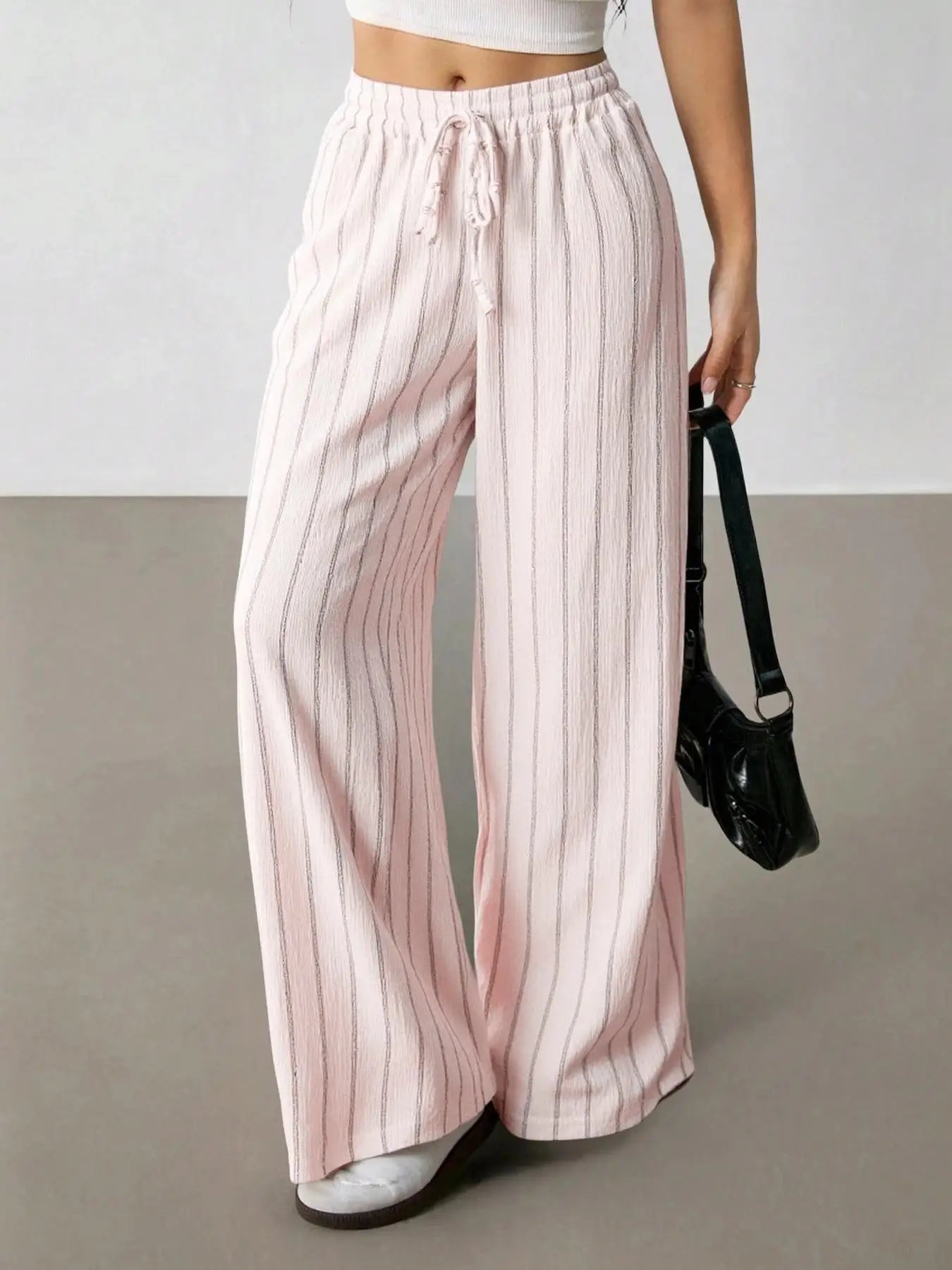 Women's Belted Striped Trousers