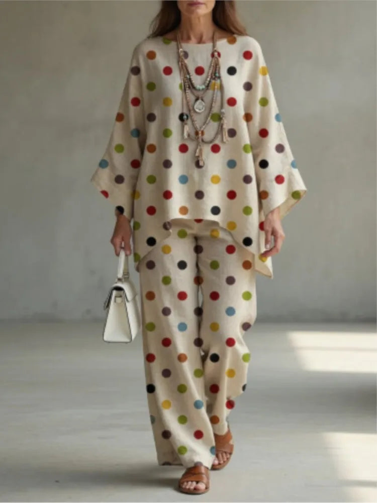 Women's Retro Print Two Piece Set