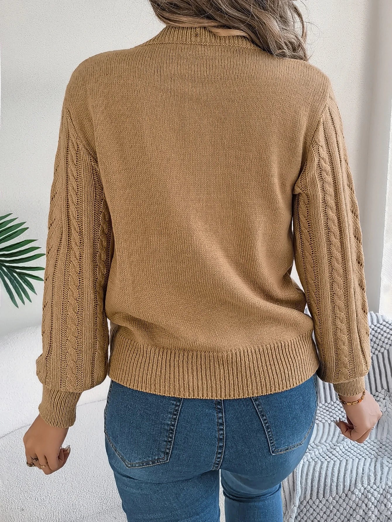 Women's Open Knit Round Neck Top