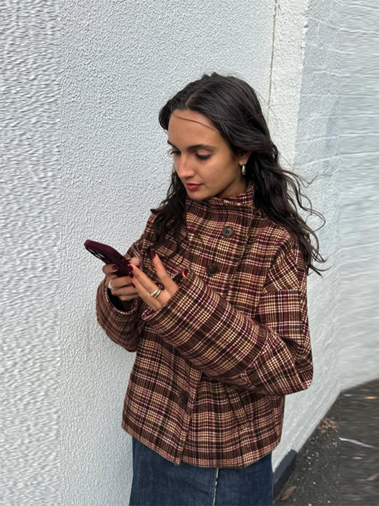 Women's Grid Check Winter Coat