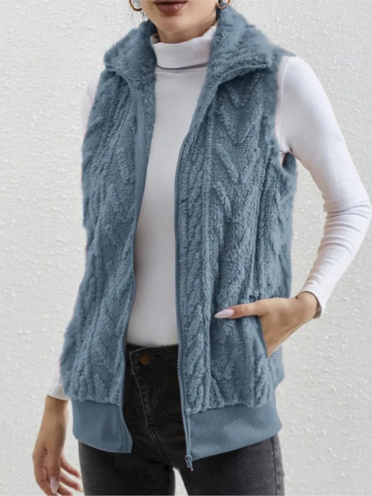 Women's Sleeveless Plush Vest