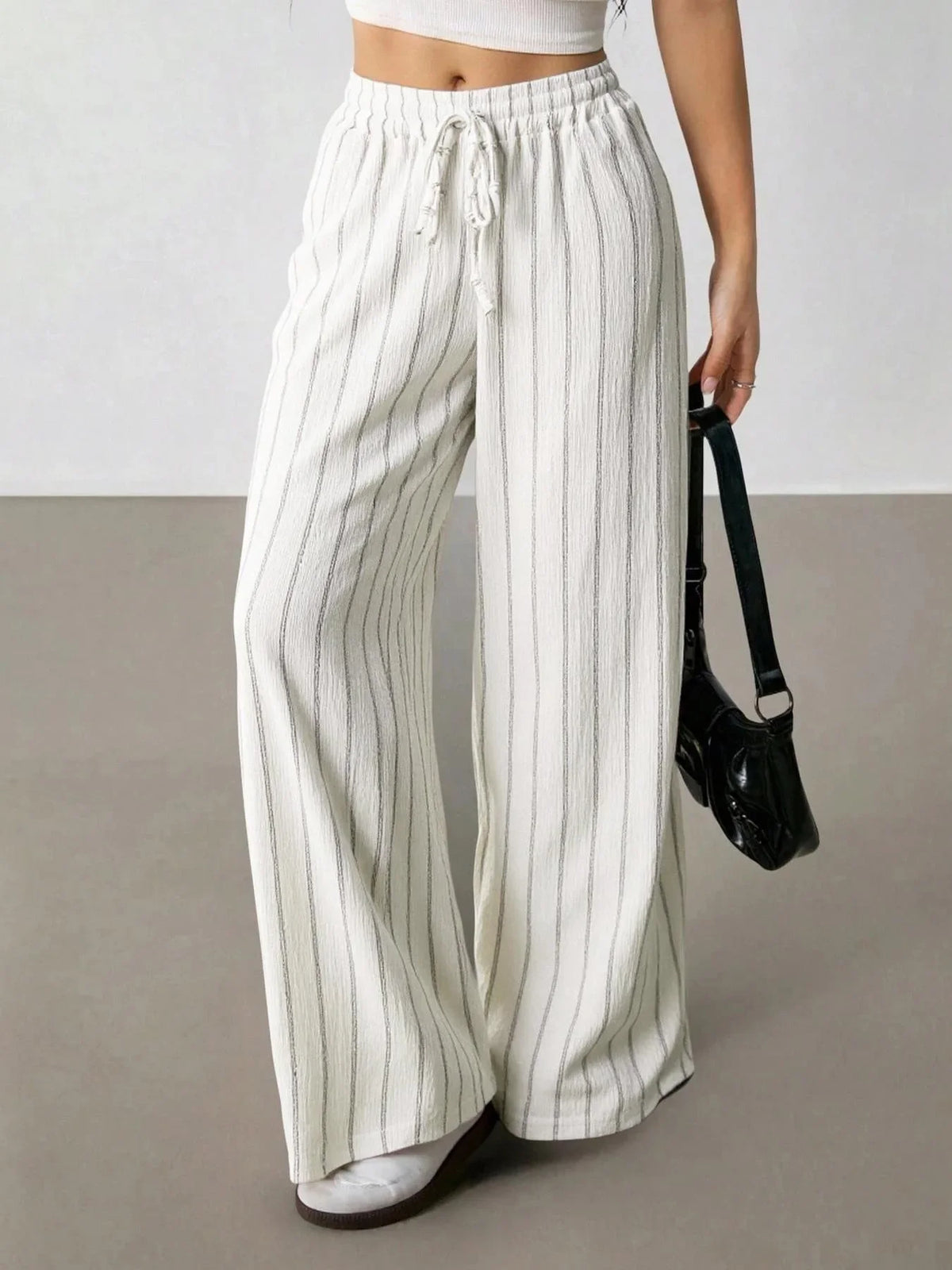 Women's Belted Striped Trousers