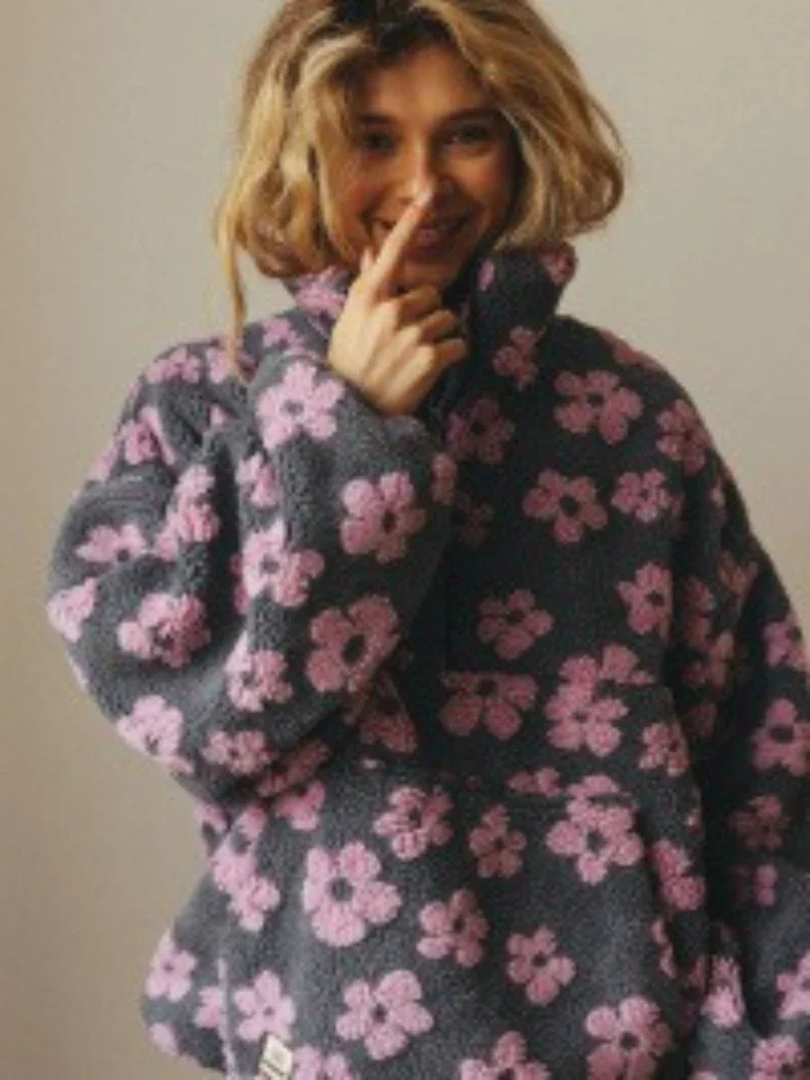 Women's Sherpa Lined Floral Pullover