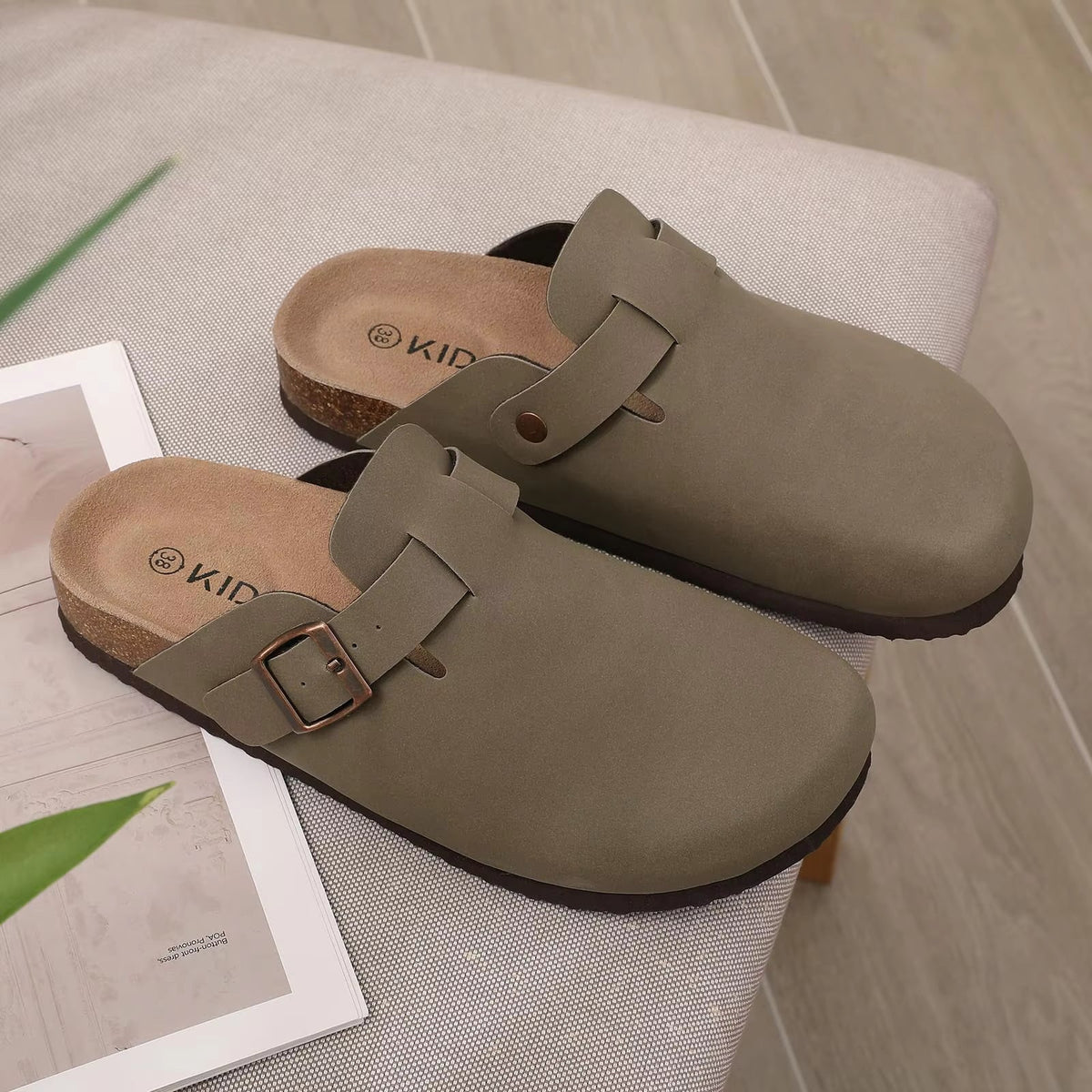 The Angel Men's Suede Buckle Comfort Clogs