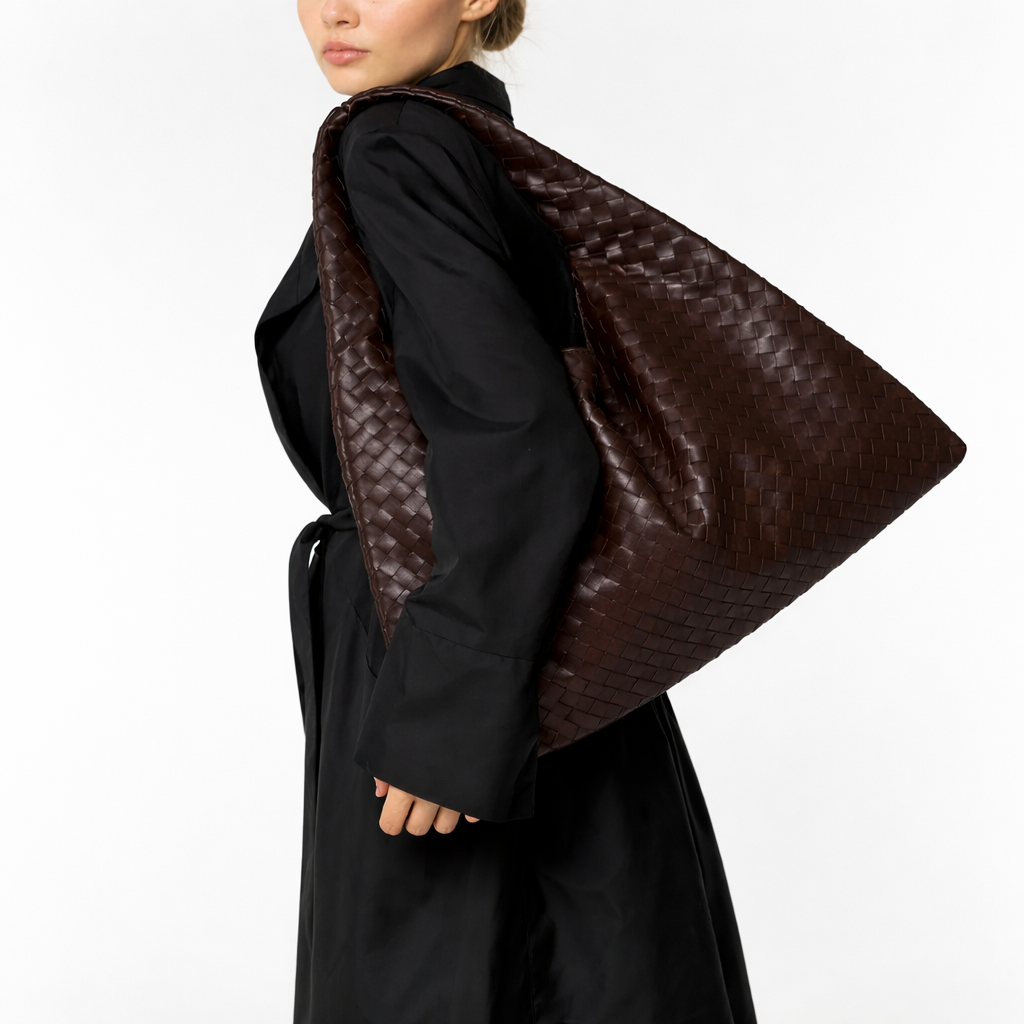 Woven Shoulder Bag – Vegan Leather Everyday Tote Bag