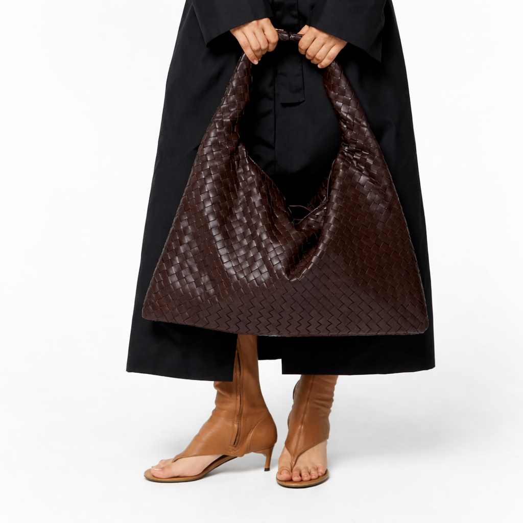 Woven Shoulder Bag – Vegan Leather Everyday Tote Bag